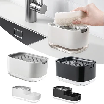 Дозатор для мыла для посуды 2в1 Дозатор насоса для жидкого мыла Контейнер для мыла с держателем губки для кухонных принадлежностей для мытья ванной комнаты