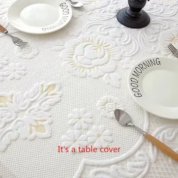 Французская кружевная жаккардовая скатерть в стиле ретро, Белая прямоугольная простая скатерть для чайного столика, для украшения кухни, свадебного зала