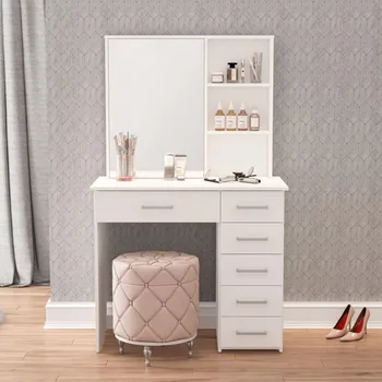 Комоды Boahaus, мебель для спальни, Современный туалетный столик для макияжа, окрашенный в белый цвет, для спальни