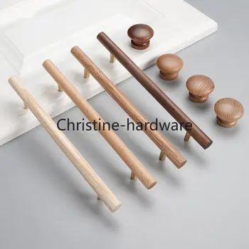 Мебельная ручка из натурального ореха + латунь, Дверные ручки кухонного шкафа, Выдвижные ящики, Деревянные длинные ручки для мебельной фурнитуры