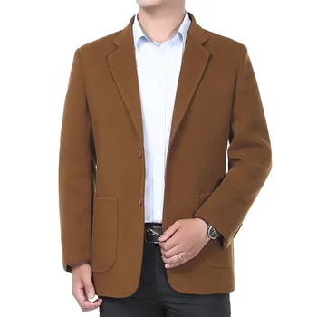 HOO 2023 Мужской однотонный шерстяной повседневный пиджак с двойными пуговицами