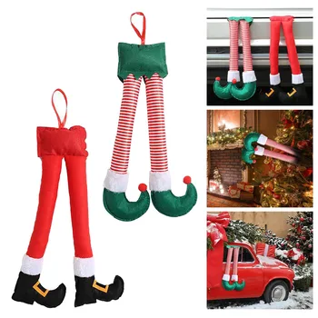 Рождественские ножки эльфа, ножки Санта-Клауса, Вешалки для ножек Рождественской машины, Рождественские украшения для багажника Рождественской машины
