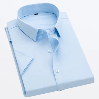 Летняя Новая мужская деловая повседневная рубашка, мужская Корейская приталенная красивая рубашка с коротким рукавом