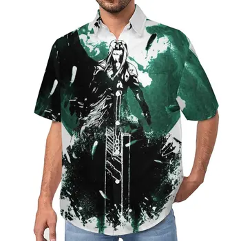Повседневные Рубашки Sephiroth Final Fantasy VII Cloud Cool Game Wing Half Vacation Shirt Гавайские Забавные Блузки С Мужским Принтом Плюс Размер