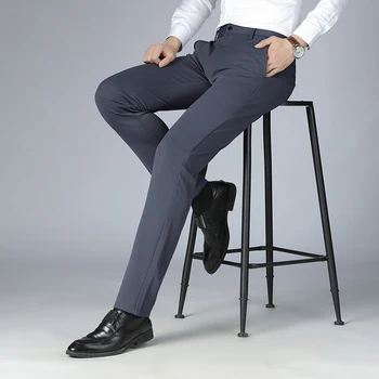 2023 Высококачественные новые модные мужские деловые повседневные брюки, тонкие мужские брюки с эластичной резинкой на талии, облегающие фигуру