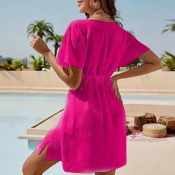 Женское платье Плиссированное Удобное Платье Для Свиданий С Высокой Талией Элегантное Платье Для Отпуска Летнее Платье Для Пляжной Игры