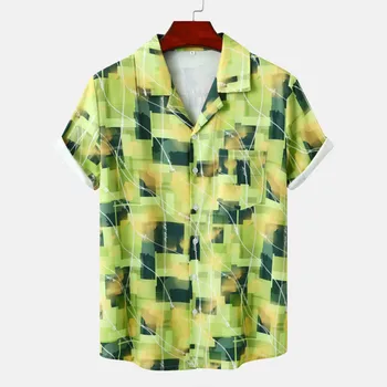 Мужские рубашки Летняя Повседневная Гавайская рубашка Свободная И Удобная Рубашка С Коротким Рукавом С Принтом Мужская Одежда Camisas De Hombre