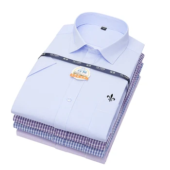 2024 мужская социальная рубашка блузка с коротким рукавом мужская крутая одежда мужская рубашка slim fit в клетку мужская